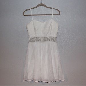 White Spaghetti Strap Dress with Lace Detail